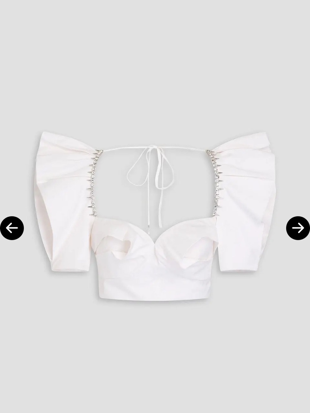 AREA Crop Top with Spikes and Crystals